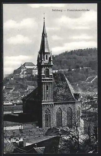 AK Salzburg, Franziskanerkirche im Sonnenschein