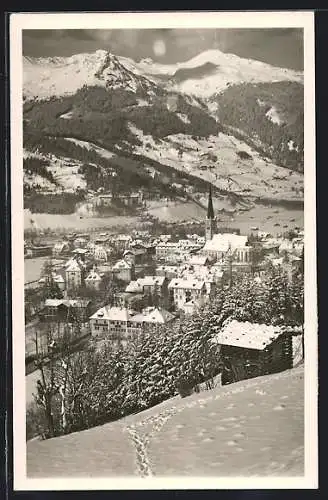 AK Bad Hofgastein, Ortsansicht mit Kirche im Winter