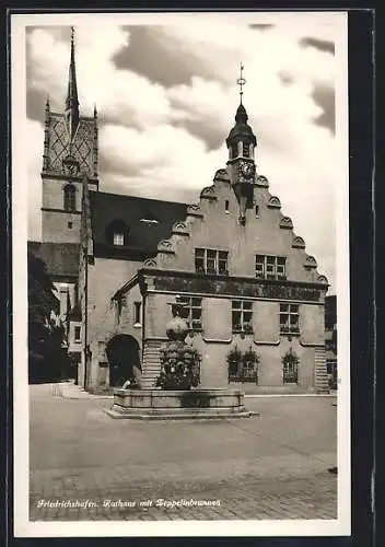 AK Friedrichshafen, Rathaus mit Zeppelinbrunnen