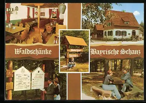 AK Ruppertshütten, Gasthaus Waldschänke Bayrische Schanz, Innenansicht, Paar am Tisch