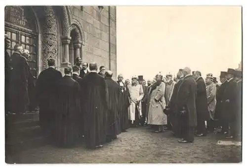 3 Fotografien Ansicht Gerolstein, Kaiser Wilhelm II. besucht die Einweihung der Erlöserkirche 1913, Unifom, Pickelhaube