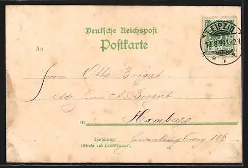 Lithographie Leipzig, Reichsgericht, Konzerthaus