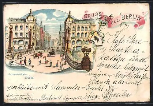 Lithographie Berlin, Kaiser-Wilhelm-Brücke