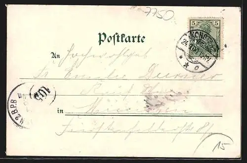 Lithographie Konstanz, Totalansicht mit Münster, Schnetztor, Wappen
