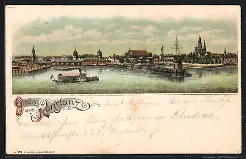 Lithographie Konstanz / Bodensee, Gesamtansicht