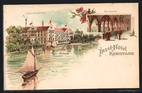 Lithographie Konstanz, Insel Hotel, Kreuzgang