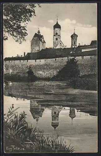 Künstler-AK Eugen Felle: Isny, Unterer Graben mit Wassertor