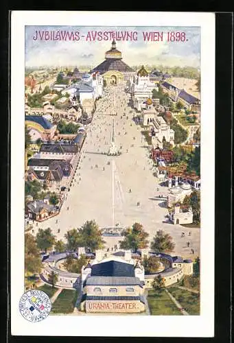 Künstler-AK Wien, Jubiläums-Ausstellung 1898, Blick auf Ausstellungsgelände