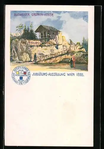 Künstler-AK Wien, Jubiläums-Ausstellung 1898, Budweiser Grotten-Keller