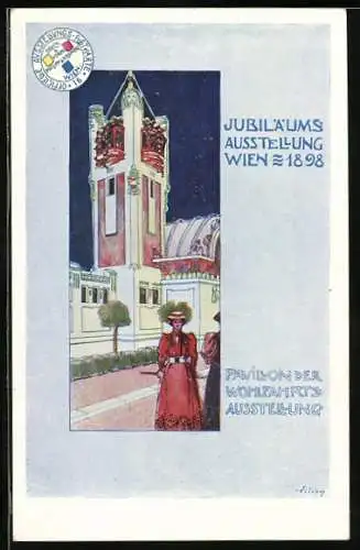 Künstler-AK Wien, Jubiläums-Ausstellung 1898, Pavillon der Wohlfahrtsausstellung