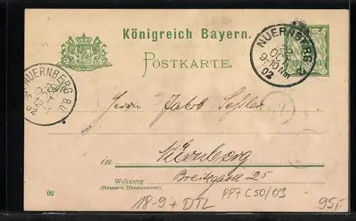 Künstler-AK Ganzsache Bayern PP7C50 /03: Nürnberg, Enthüllung des Neptun-Brunnens am 22.10.1902