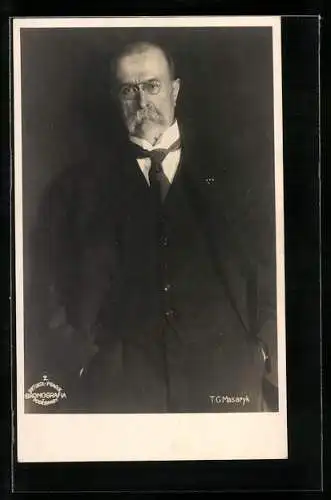 AK Präsident Masaryk (TGM), portraitiert vom Fotografen Frantisek Drtikol