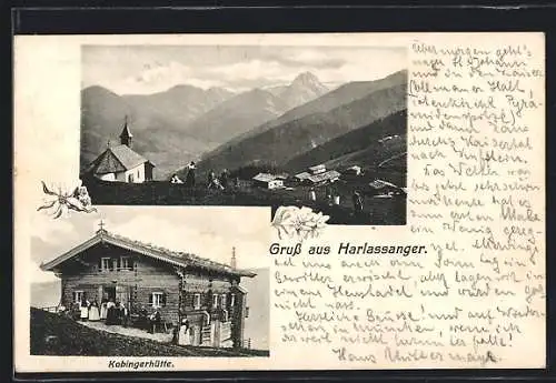 AK Harlassanger, Kobingerhütte, Ortsansicht mit Kapelle