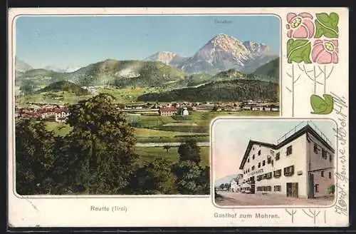 AK Reutte /Tirol, Gasthof zum Mohren, Ortsansicht mit Taneller