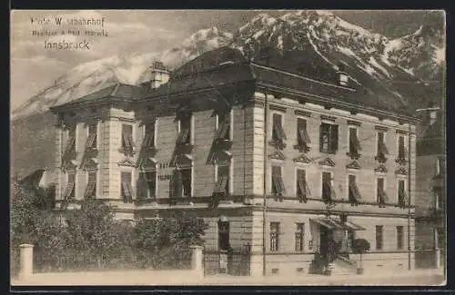 AK Innsbruck, Hotel Westbahnhof, Bes. Alfred Barwig