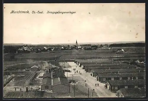 AK Marchtrenk /Ob.-Oest., Kriegsgefangenenlager aus der Vogelschau