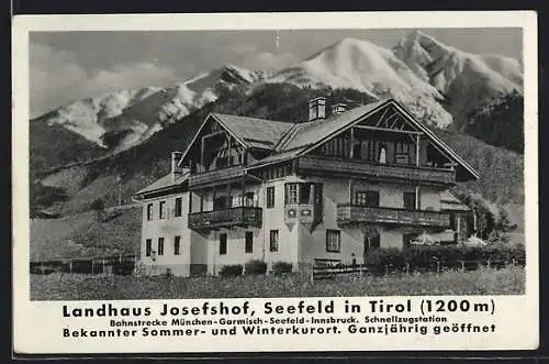 AK Seefeld in Tirol, Landhaus Josefshof mit Bergen