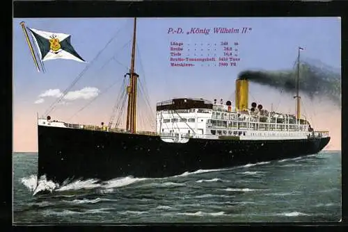 AK Passagierschiff König Wilhelm II. auf See