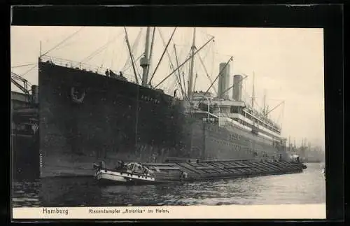 AK Passagierschiff Riesendampfer Amerika im Hamburger Hafen