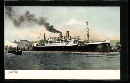 AK Dampfer Moltke im Hafen