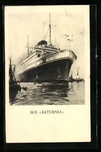AK Passagierschiff M. S. Saturnia auf hoher See