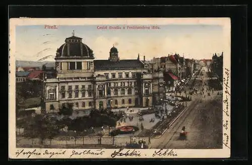 AK Pilsen, Ferdinandstrasse und Theater