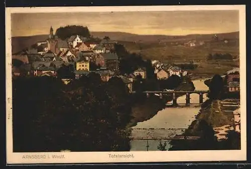 AK Arnsberg i. Westf., Totalansicht mit Kirche