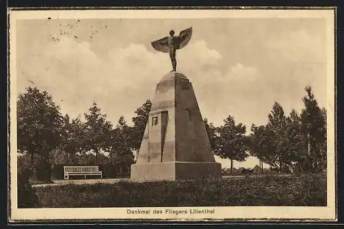 AK Berlin-Lichterfelde, Denkmal des Fliegers Lilienthal