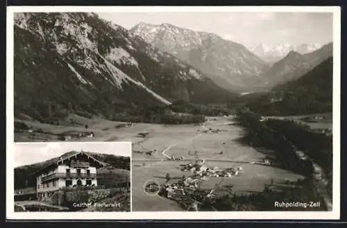 AK Ruhpolding-Zell, Gasthof Fischerwirt, Gesamtansicht
