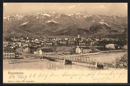 AK Rosenheim, die Innbrücke und der gesamte Ort