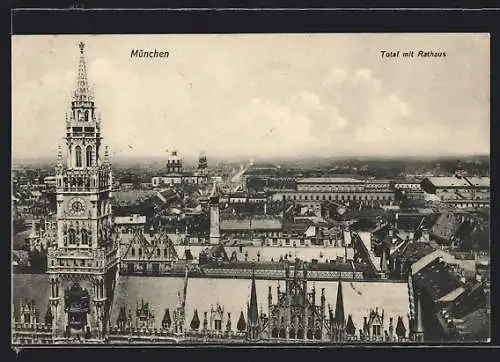 AK München, Totalansicht mit Rathaus