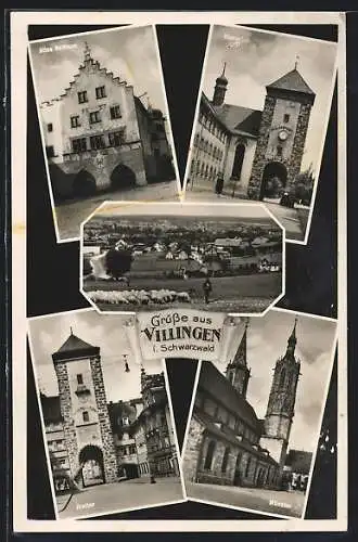 AK Villingen / Schwarzwald, Altes Rathaus, Münster, Ortsansicht