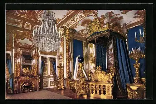 AK Herrenchiemsee, Königsschloss, im Schlafzimmer