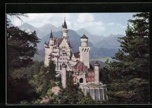 AK königliches Schloss Neuschwanstein mit dem Hochgebirge