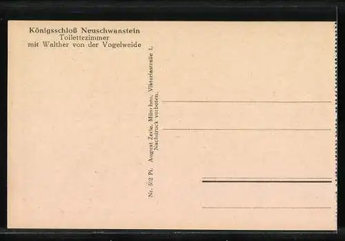 AK Königsschloss Neuschwanstein, Toilettenzimmer mit Walther von der Vogelweide