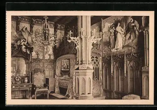 AK Königsschloss Neuschwanstein, Schlafzimmer mit Tristan und Isolde