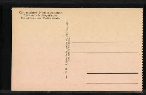 AK Königsschloss Neuschwanstein, Festsaal mit Sängerlaube, Innenansicht