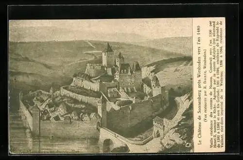 Künstler-AK Wiesbaden, Le Château de Sonnenberg vers l`an 1480