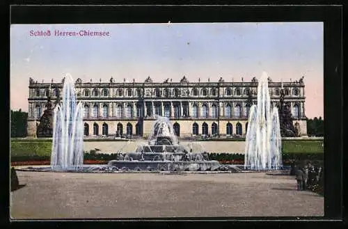 AK Herrenchiemsee, Schloss mit Brunnen