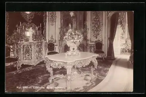 AK Königliches Schloss Linderhof, Speisezimmer, Innenansicht