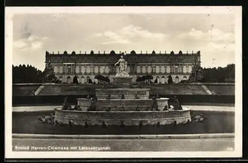 AK Kgl. Schloss Herrenchiemsee, Parrtie mit Latonabrunnen
