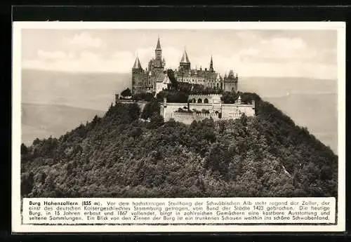 AK Burg Hohenzollern, Ansicht mit Fernblick