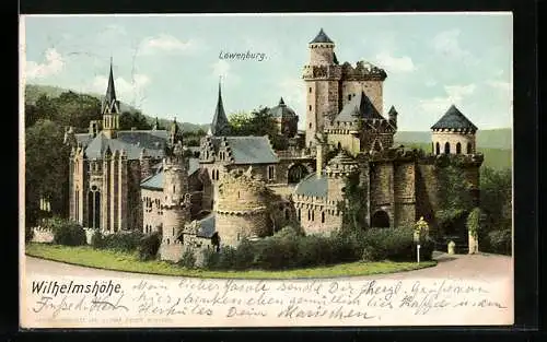 AK Wilhelmshöhe, Blick auf die Löwenburg