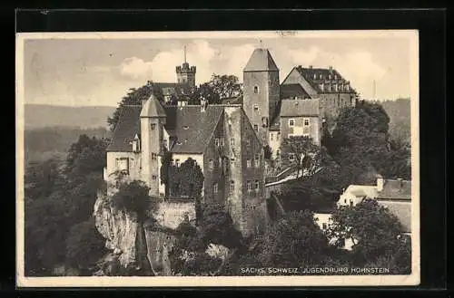 AK Hohnstein /Sächs. Schweiz, Blick auf Jugendburg Hohnstein