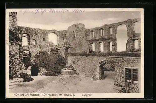 AK Königstein i. Taunus, Burghof der Ruine