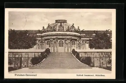 AK Potsdam-Sanssouci, Schloss Sanssouci, Mittelbau