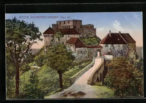 AK Ruine Hohenrechberg, Ansicht mit Zugangsweg