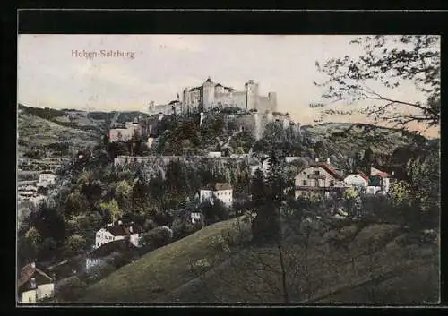 AK Salzburg, Feste Hohen-Salzburg, Ansicht mit Umgebung