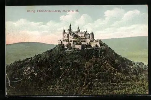 AK Burg Hohenzollern, Gesamtansicht mit Fernblick