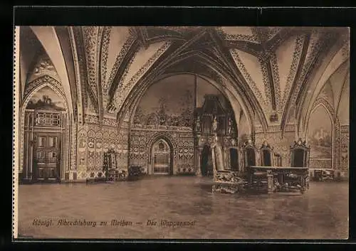 AK Meissen, Königl. Albrechtsburg, der Wappensaal